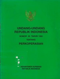 Image of Undang-Undang Republik Indonesia Nomor 25 Tahun 1992 Tentang Perkoperasian