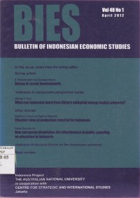 Image of BIES : Bulletin of Indonesian Economic Studies Vol. 48 (1) 2012