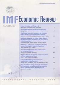 Image of IMF Economic Review Vol. 63 (1) 2015
