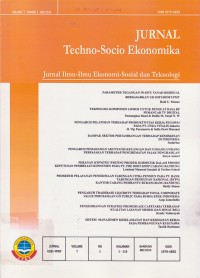 Image of Jurnal Techno-Socio Ekonomika : Jurnal Ilmu-ilmu Ekonomi-Sosial dan Teknologi Vol. 7 (1) 2014