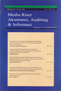 Image of Media Riset Akuntansi, Auditing & Informasi Vol. 6 (3) 2006
