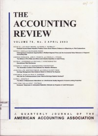 Image of The Accounting Review: A Quarterly Journal of The American Accounting Association Vol. 78 (2) 2003